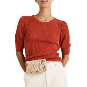 MADEWELL Corinne Pointelle Puff Sleeve Sweater in Etruscan Clay